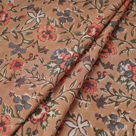 Brown Block Print Cotton Sanganeri Fabric