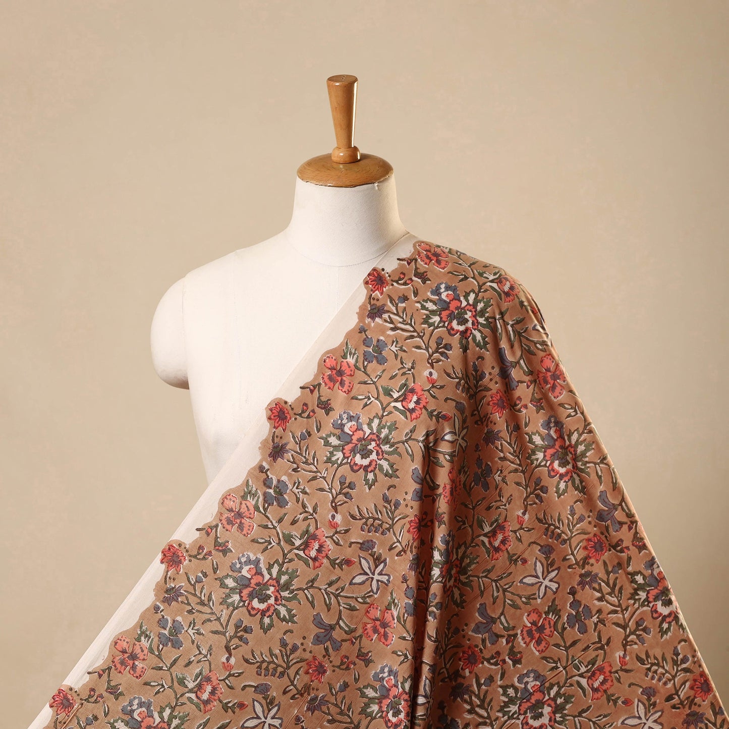 Brown Block Print Cotton Sanganeri Fabric