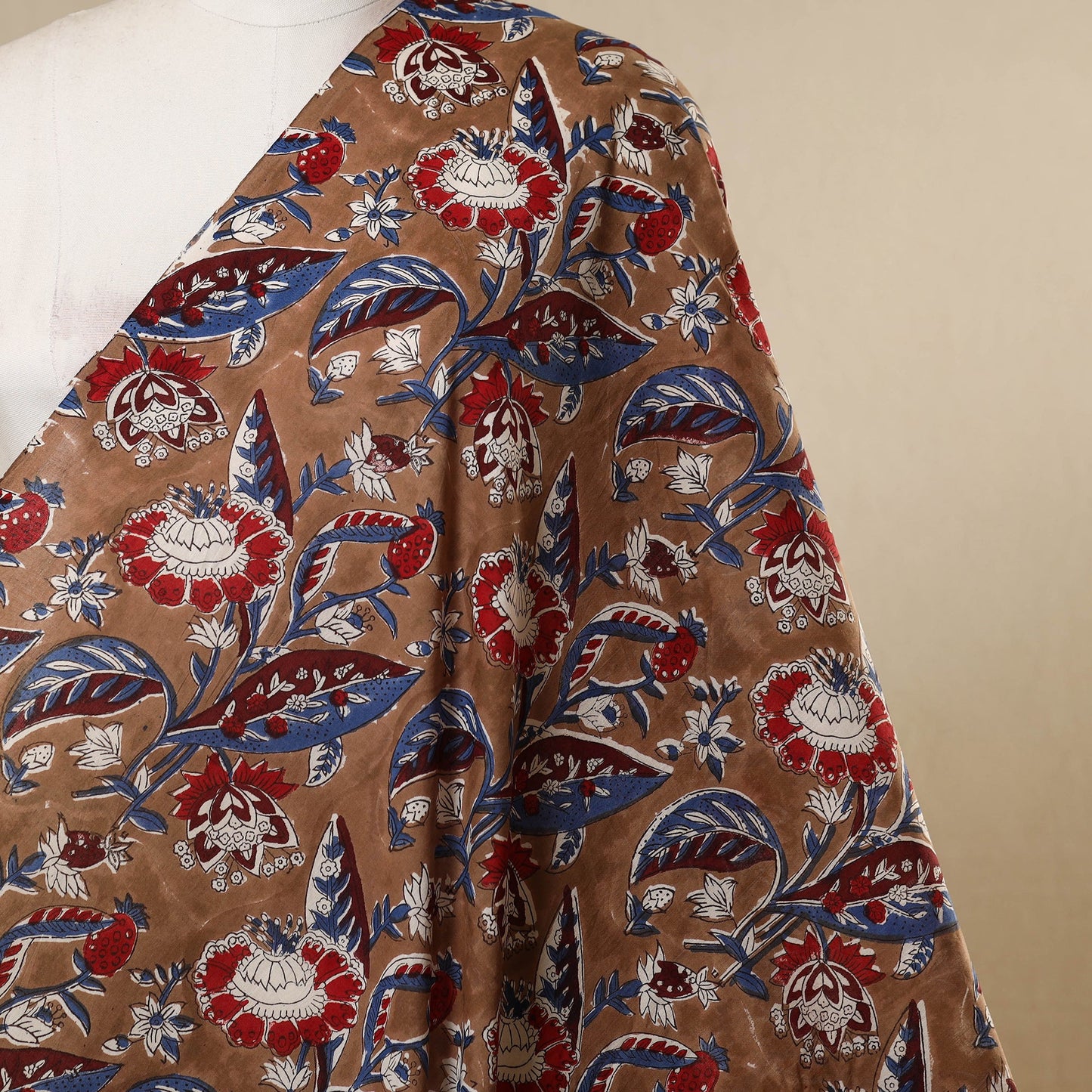 Brown - cotton sanganeri fabric 19 - handcrafted