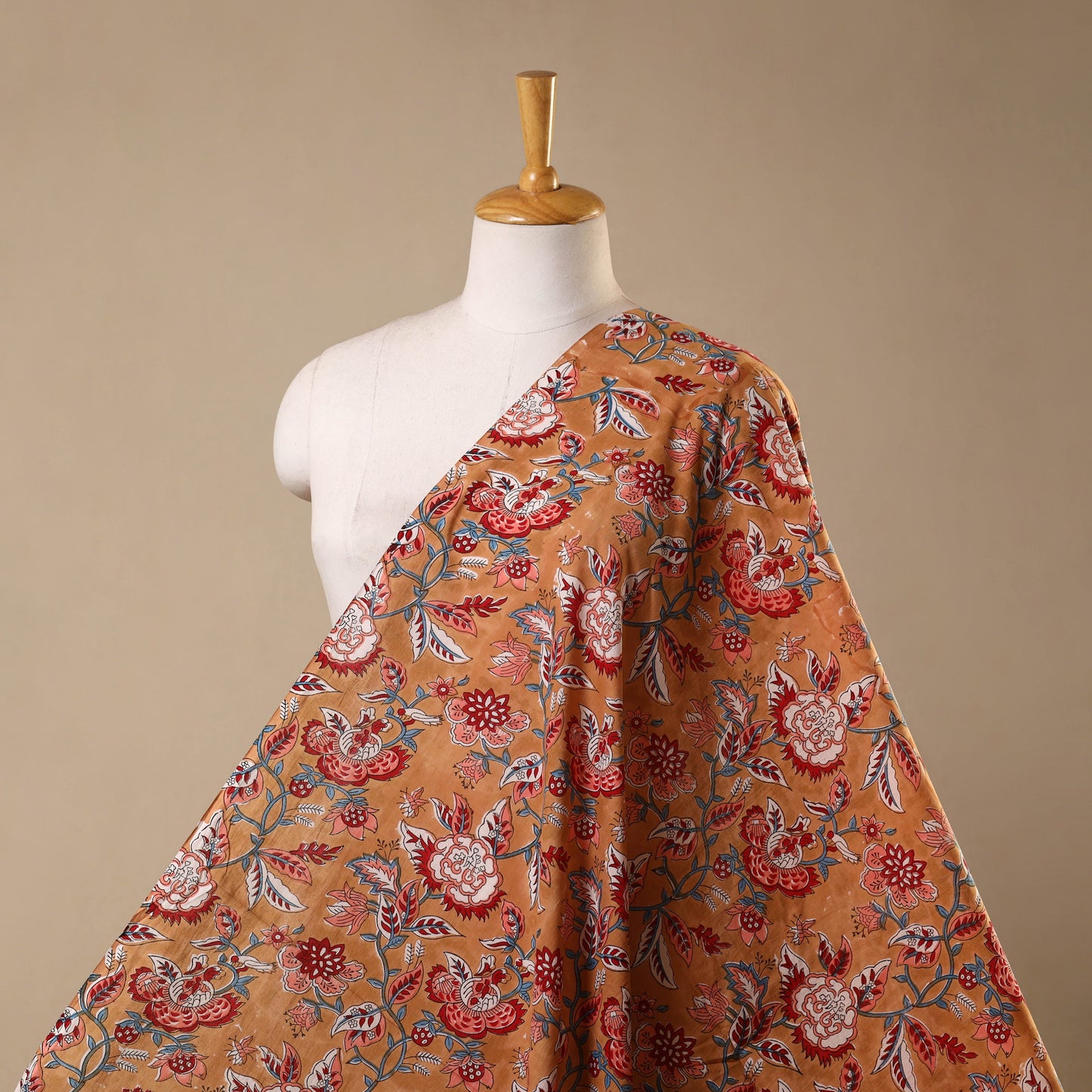 Brown - cotton sanganeri fabric 19 - handcrafted