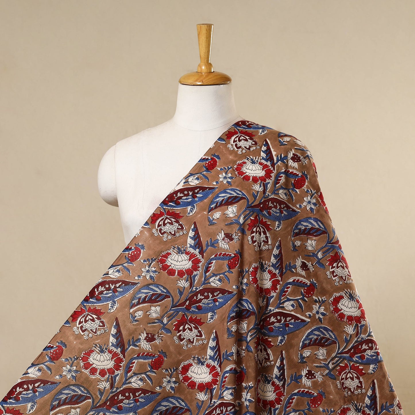 Brown - cotton sanganeri fabric 19 - handcrafted