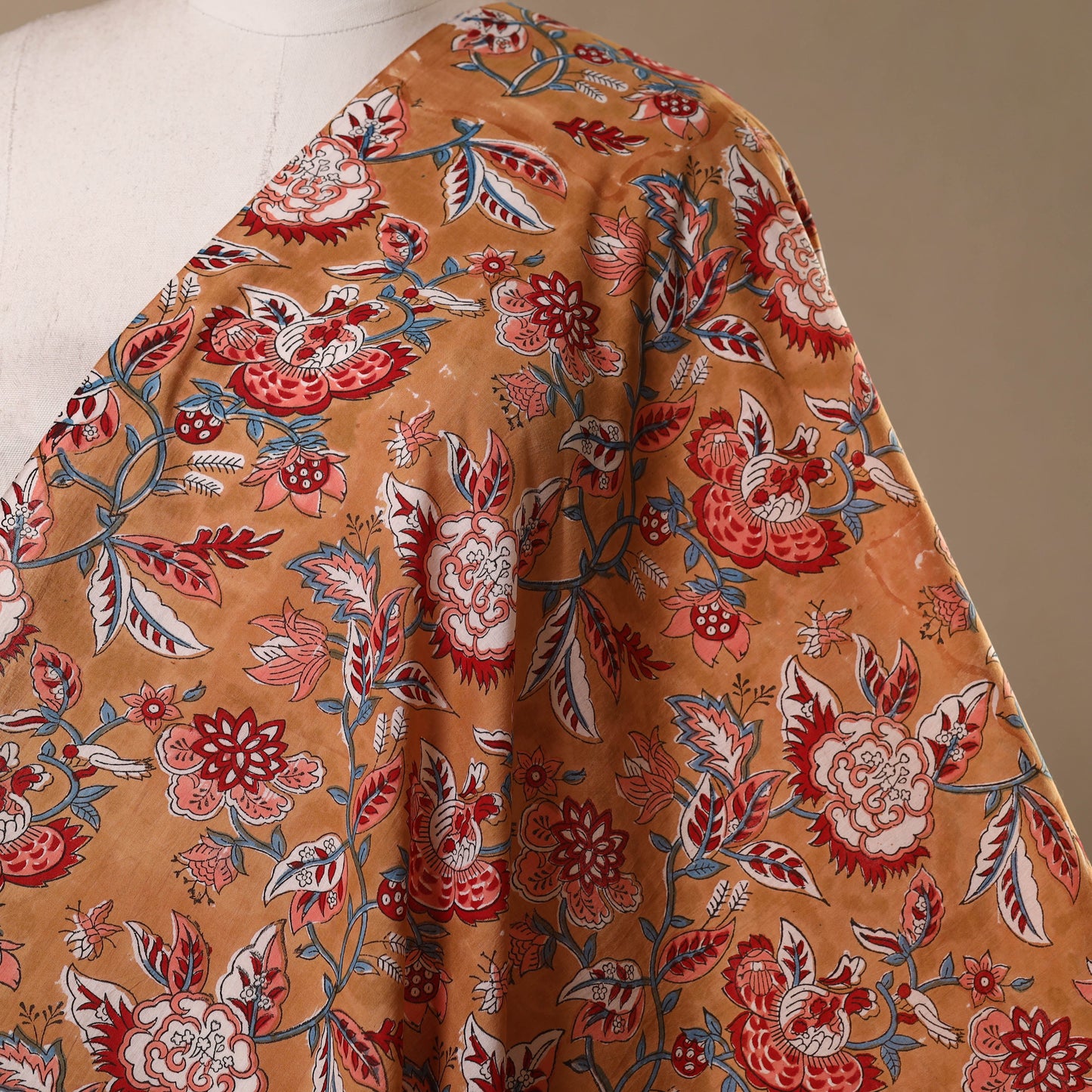 Brown - cotton sanganeri fabric 19 - handcrafted