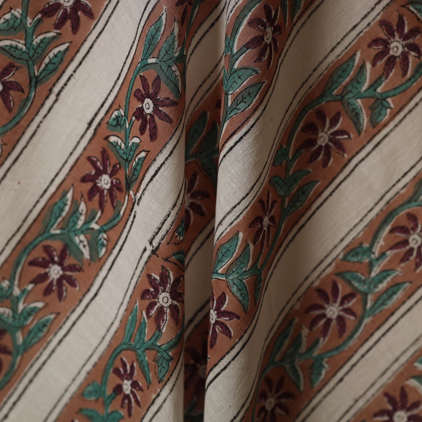 Brown - cotton sanganeri fabric 26 - handcrafted