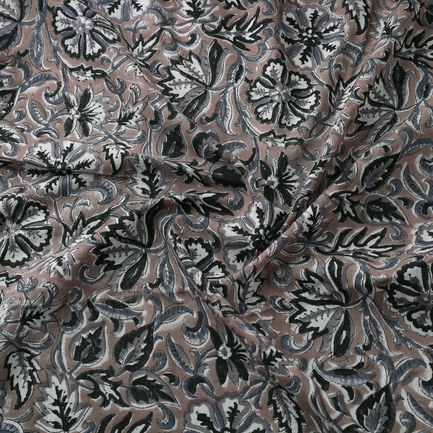 Brown Block Print Cotton Sanganeri Fabric