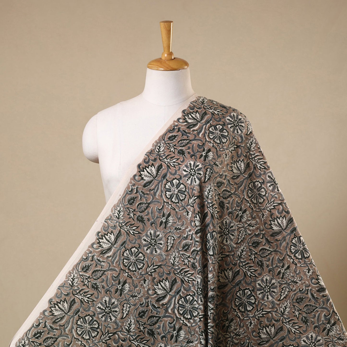 Brown Block Print Cotton Sanganeri Fabric