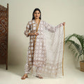  Brown Block Print Cotton Sanganeri Kurta Set