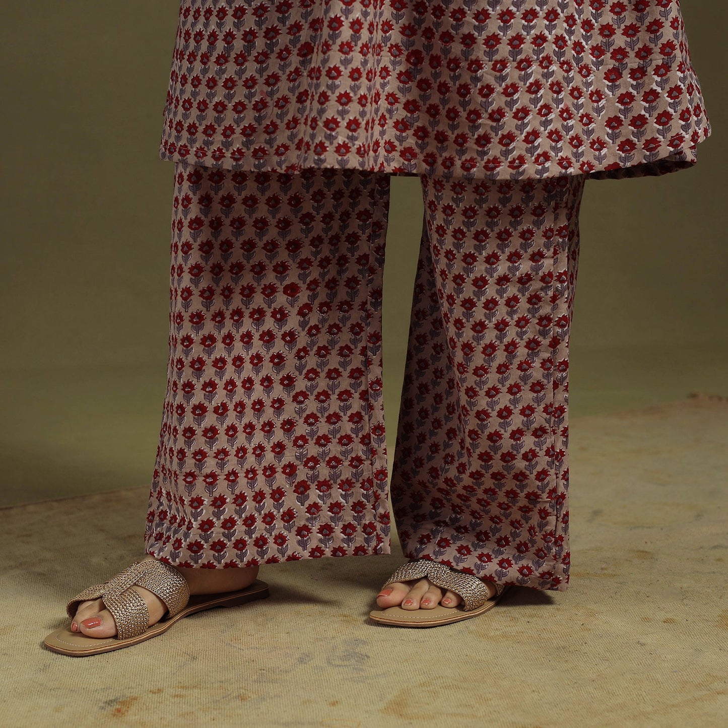 Brown Cotton Sanganeri Block Print Co-Ord Set