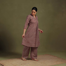 Brown - cotton sanganeri co-ord set 01 - handcrafted