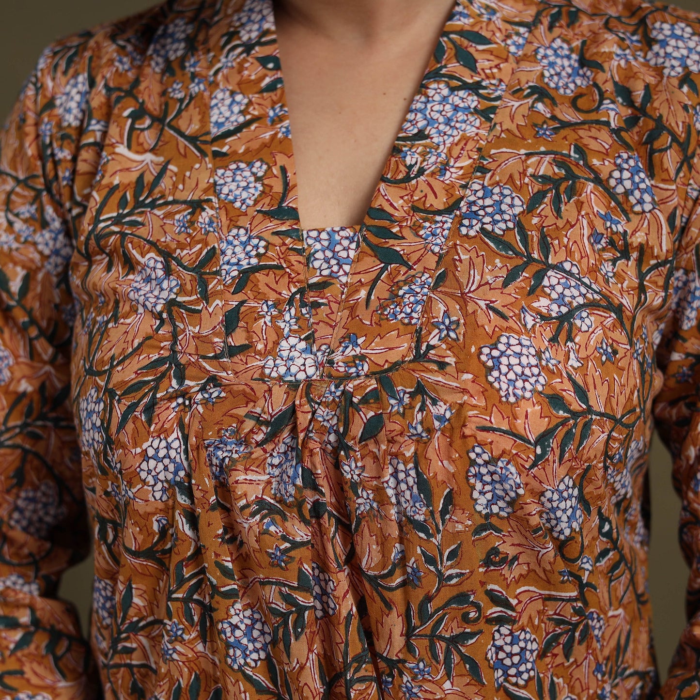 Brown Cotton Sanganeri Block Print Co-Ord Set