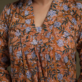 Brown Cotton Sanganeri Block Print Co-Ord Set