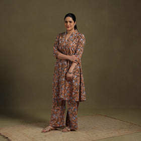 Brown Cotton Sanganeri Block Print Co-Ord Set