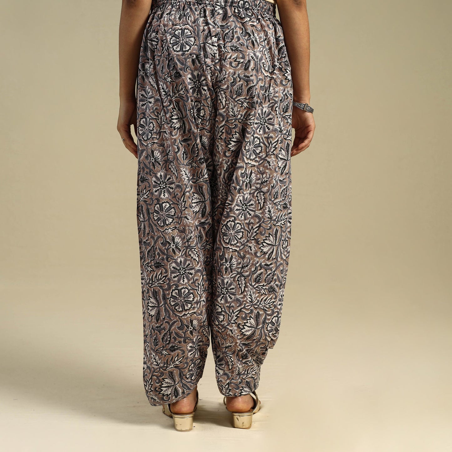 Brown Block Print Cotton Sanganeri Salwar