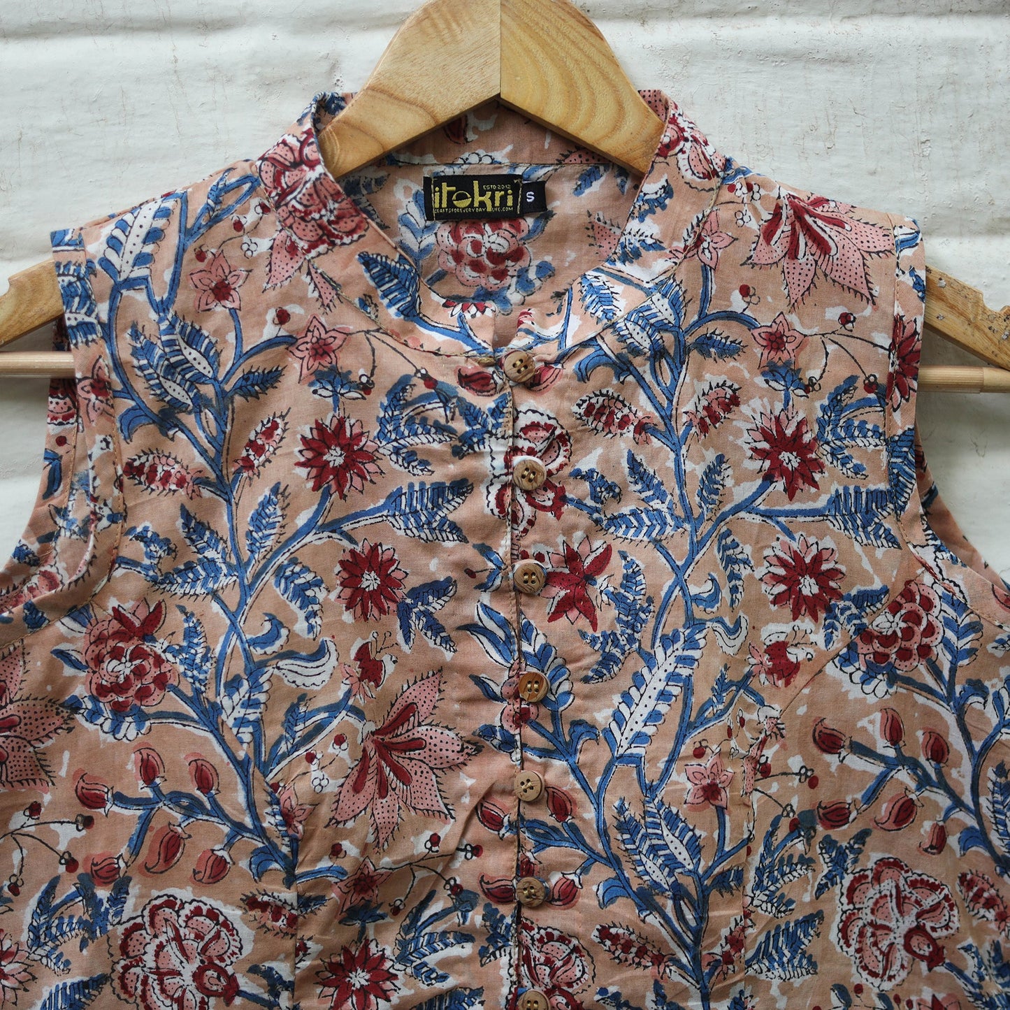 Brown - cotton sanganeri stitched blouse 12 - handcrafted