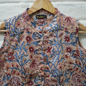 Brown - cotton sanganeri stitched blouse 12 - handcrafted