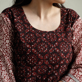 Buy Block Print Cotton Straight Bagh Kurta For Women