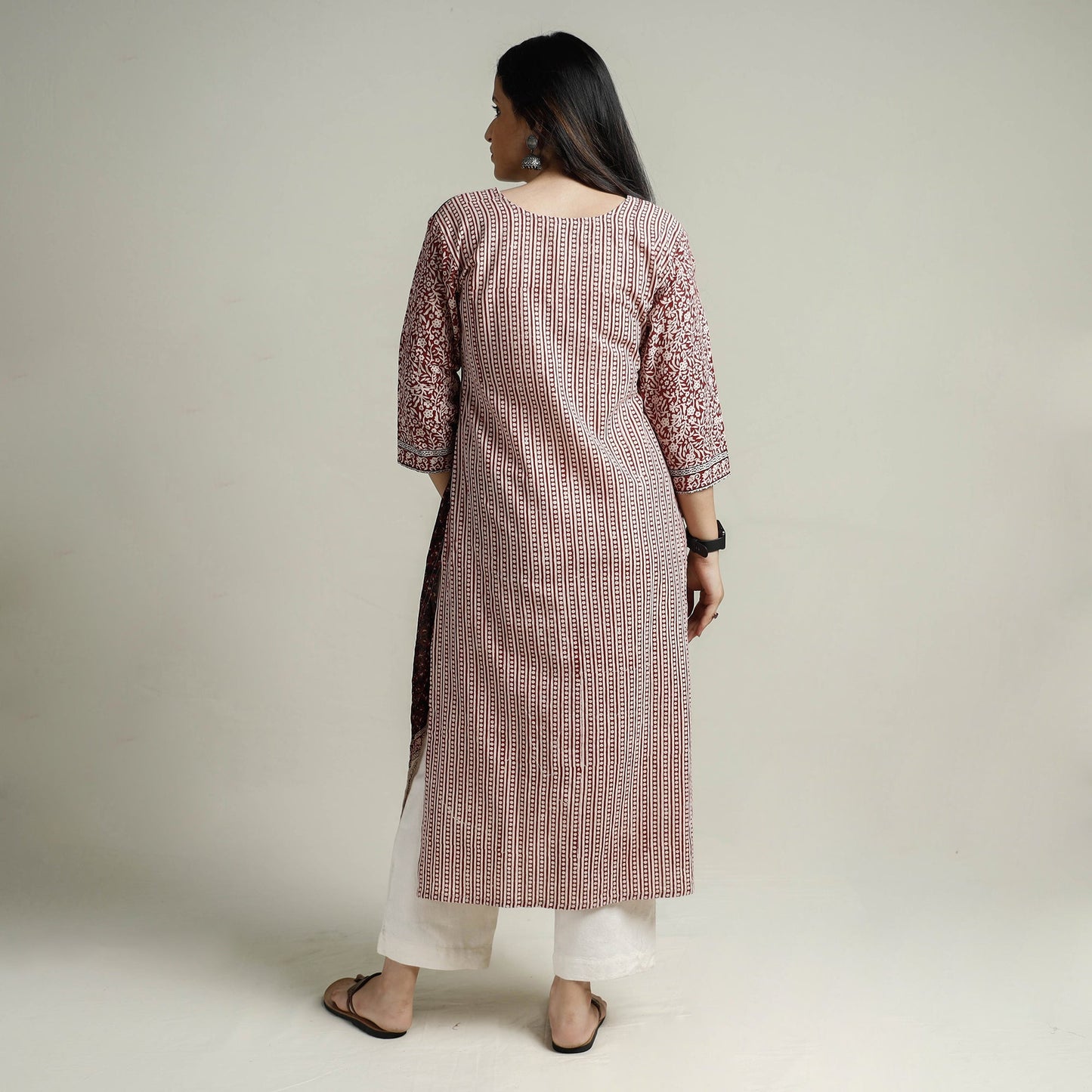 Buy Block Print Cotton Straight Bagh Kurta For Women