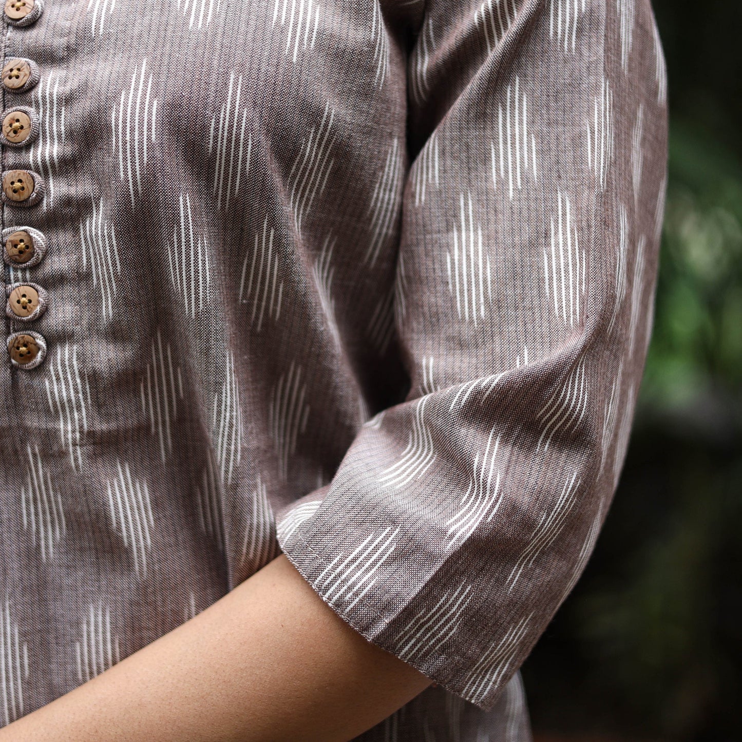 Brown Cotton Straight Pochampally Ikat Kurta for women