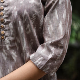 Brown Cotton Straight Pochampally Ikat Kurta for women