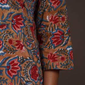 Brown - cotton straight sanganeri kurta 07 - handcrafted