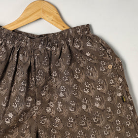 Brown - cotton unisex bagru shorts/boxer 12 - l