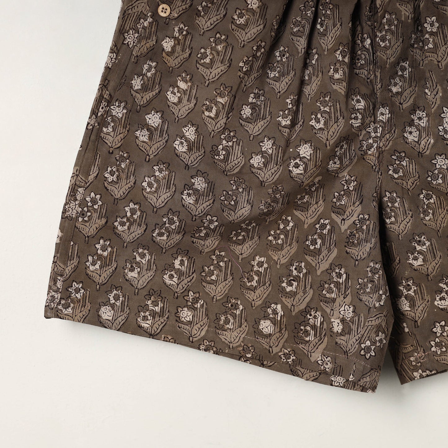 Brown - cotton unisex bagru shorts/boxer 12 - l