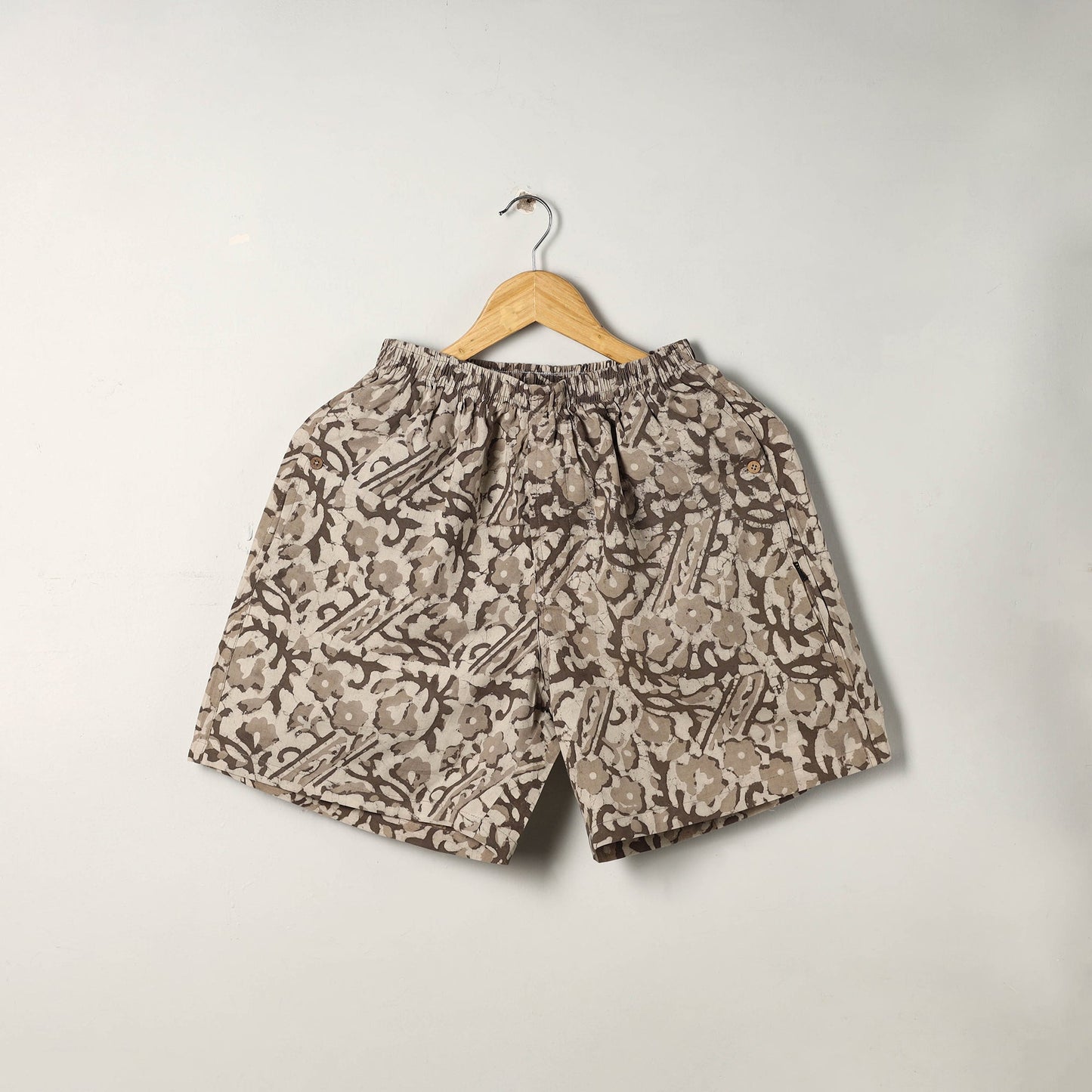 Buy Brown Block Print Cotton Unisex Bagru Shorts/Boxer