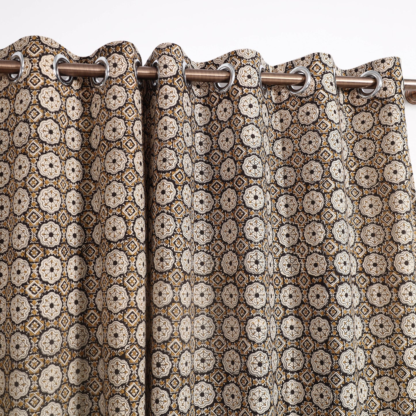 Buy Cotton Window Brown Bagru Hand Block print Curtain