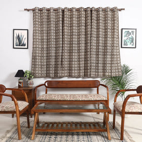 Buy Cotton Window Brown Bagru Hand Block print Curtain