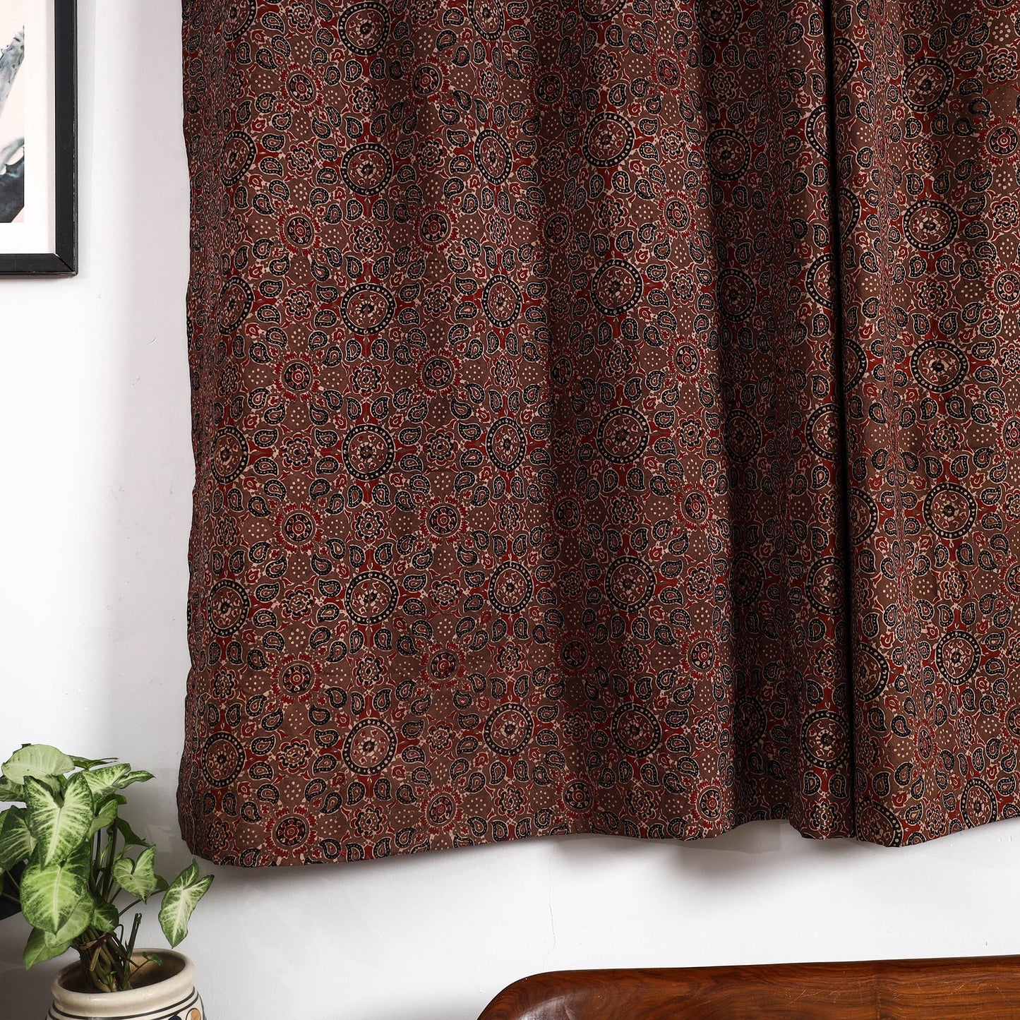 Buy Block Print Cotton Window Ajrakh Curtain