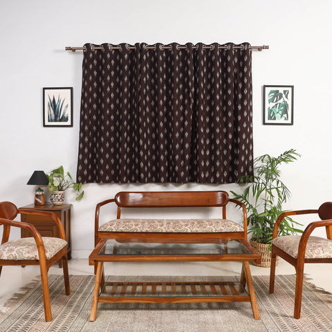 Brown - cotton window pochampally ikat curtain (5 x 3 feet)