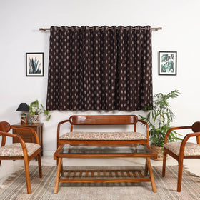 Brown - cotton window pochampally ikat curtain (5 x 3 feet)