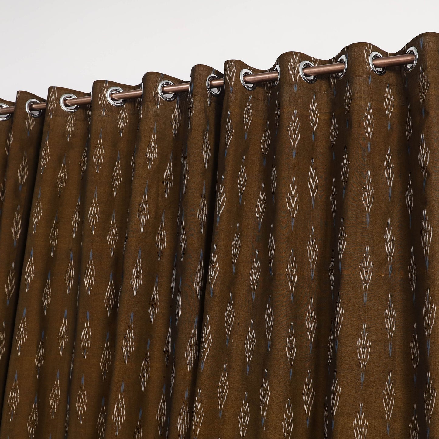 Brown - cotton window pochampally ikat curtain (5 x 3 feet)