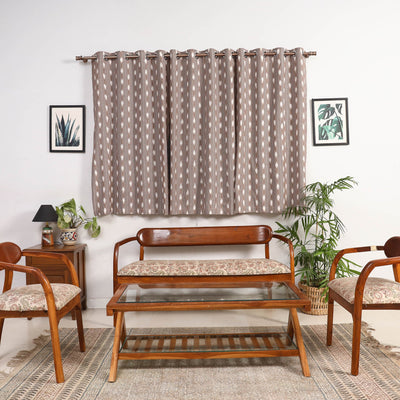 Brown - cotton window pochampally ikat curtain (5 x 3 feet)