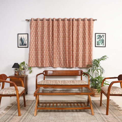 Brown - cotton window pochampally ikat curtain (5 x 3 feet)