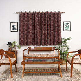 Brown - cotton window pochampally ikat curtain (5 x 3 feet)