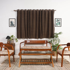 Brown - cotton window pochampally ikat curtain (5 x 3 feet)
