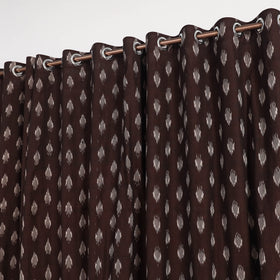 Brown - cotton window pochampally ikat curtain (5 x 3 feet)