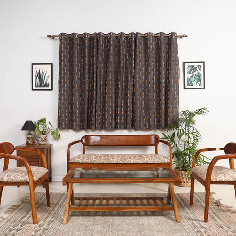 Brown - cotton window pochampally ikat curtain (5 x 3 feet)