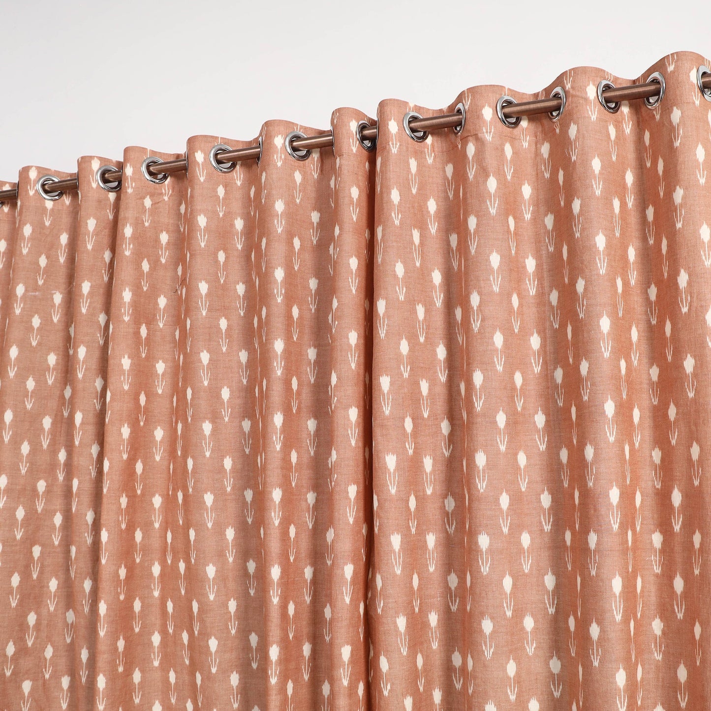 Brown - cotton window pochampally ikat curtain (5 x 3 feet)