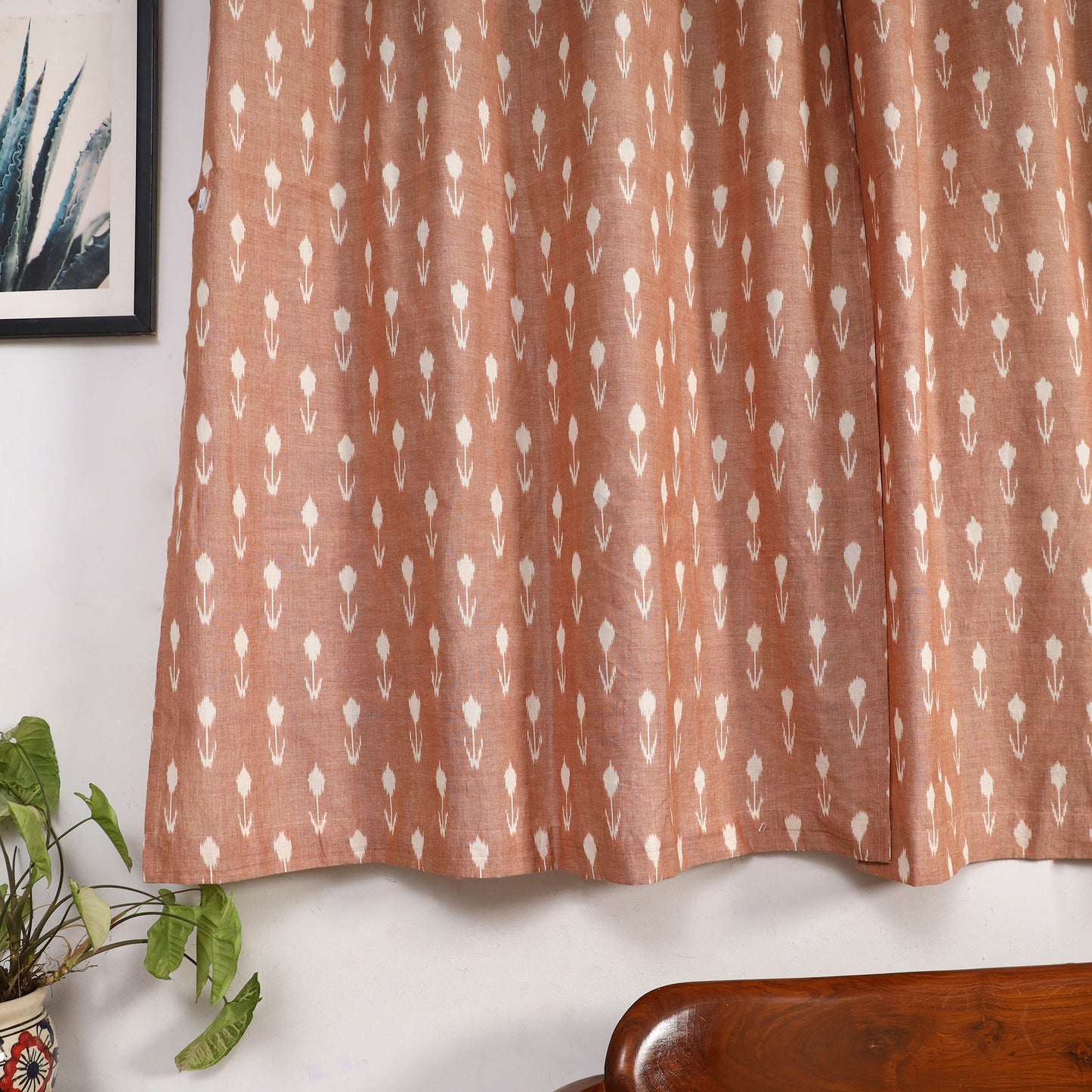 Brown - cotton window pochampally ikat curtain (5 x 3 feet)
