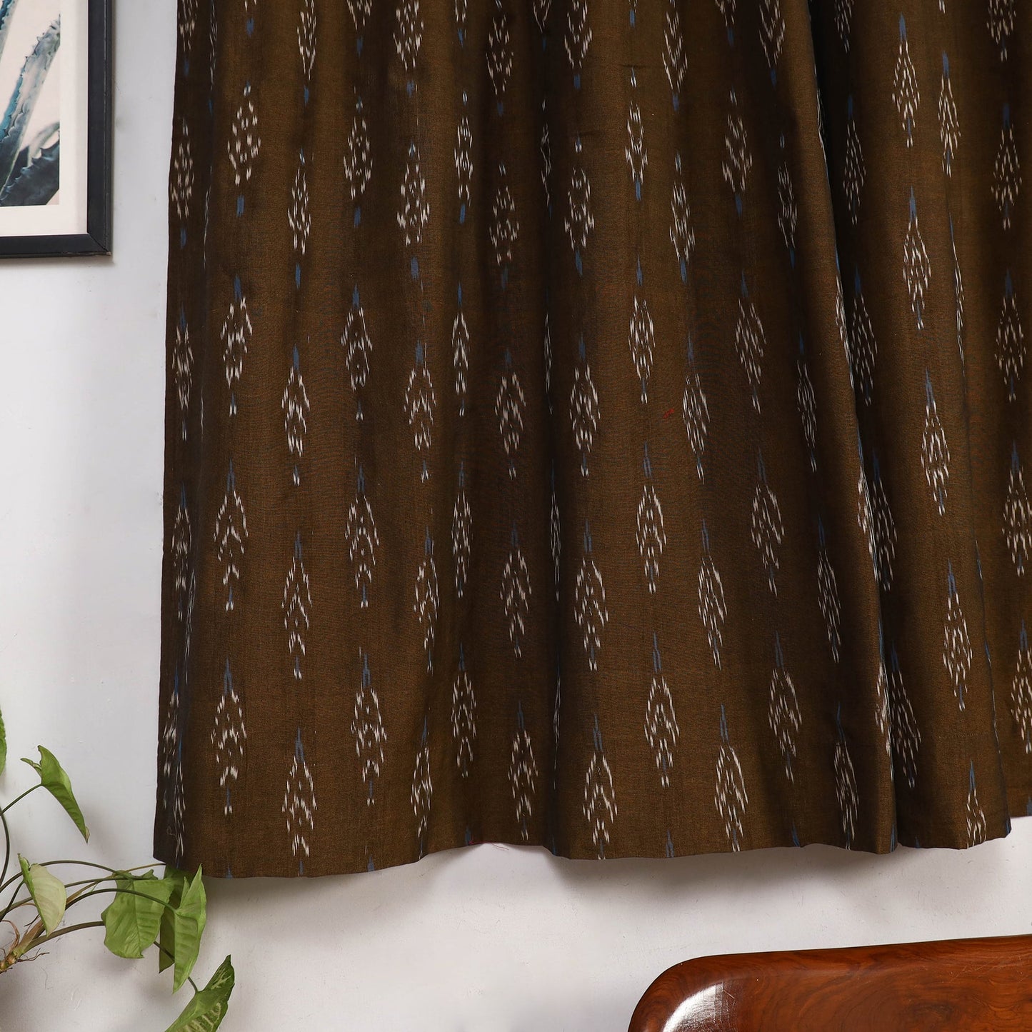 Brown - cotton window pochampally ikat curtain (5 x 3 feet)