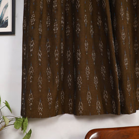 Brown - cotton window pochampally ikat curtain (5 x 3 feet)