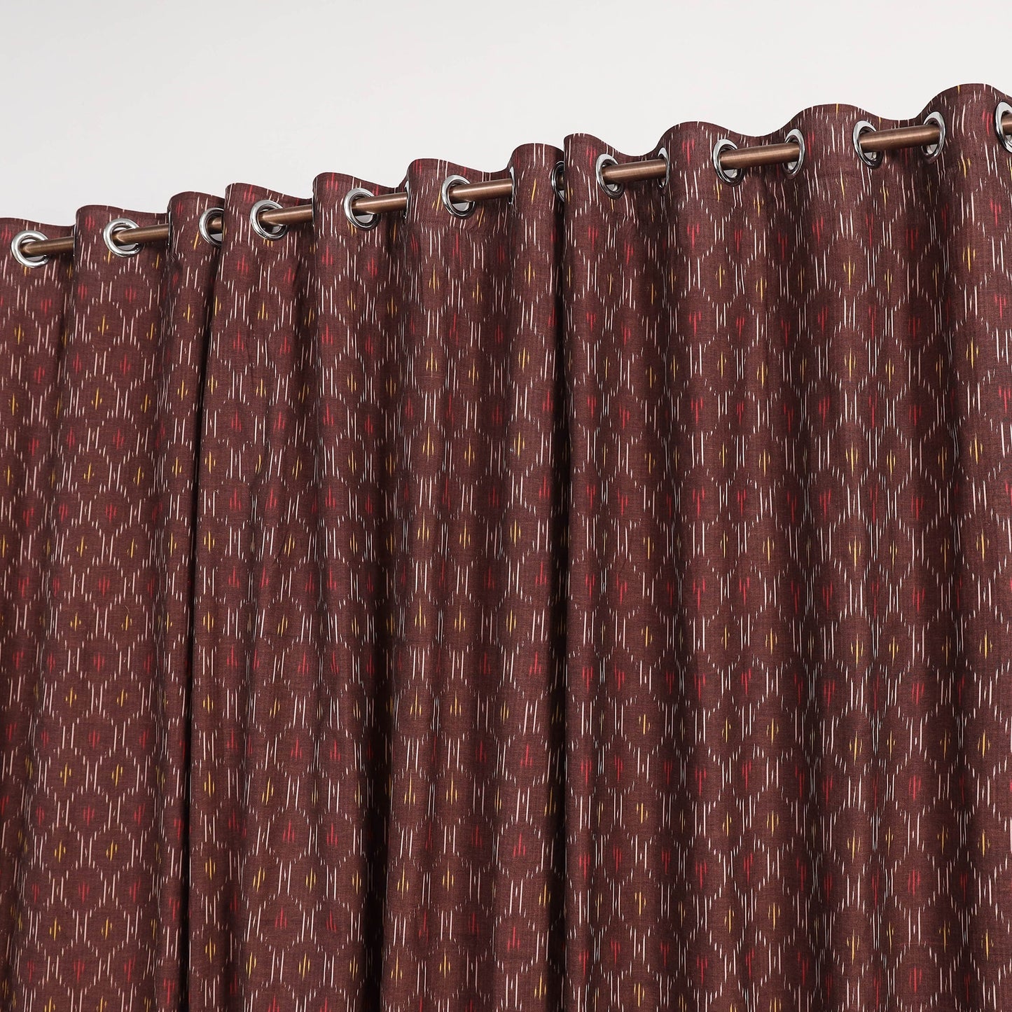 Brown - cotton window pochampally ikat curtain (5 x 3 feet)
