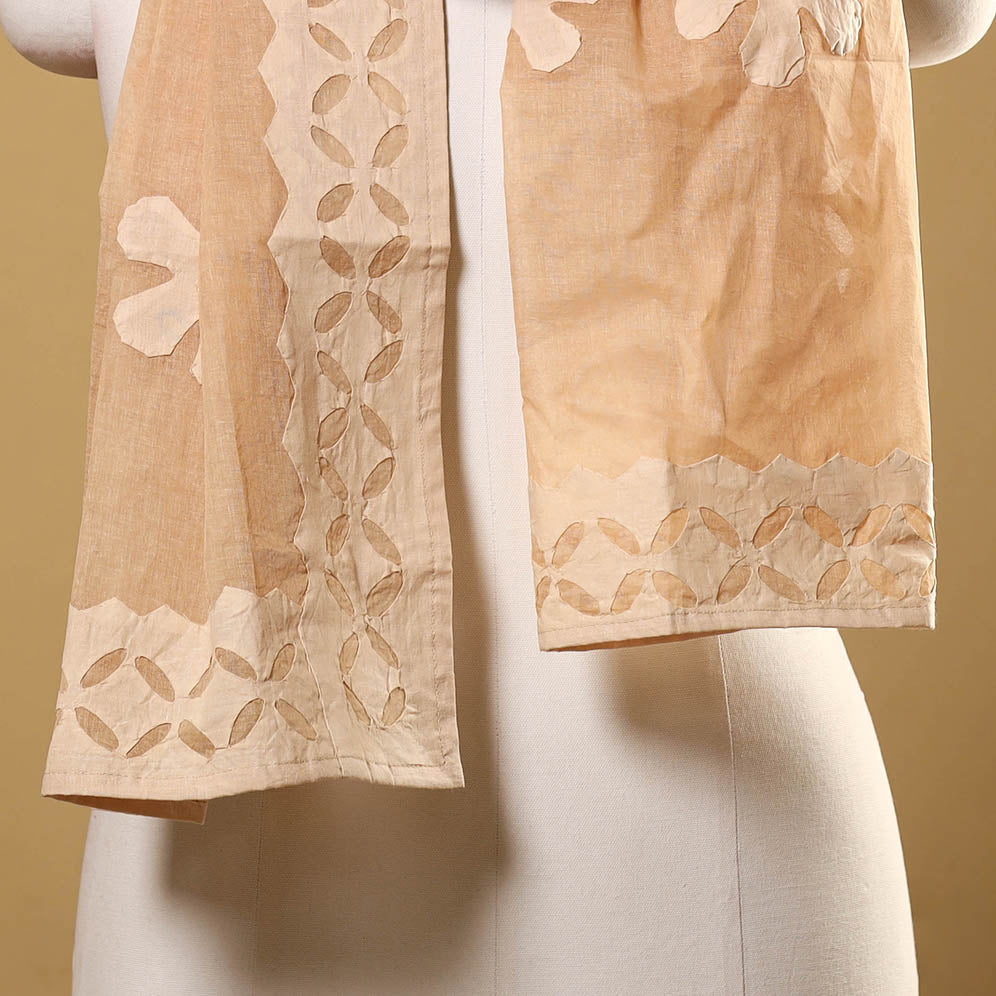 Cut Work Cotton Brown Barmer Applique Stole