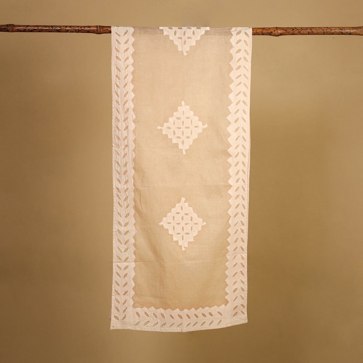 Cut Work Cotton Brown Barmer Applique Stole