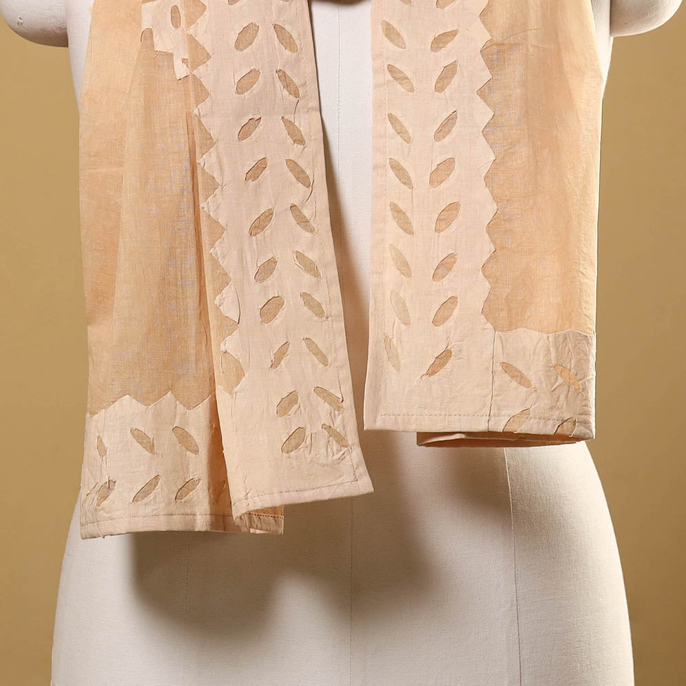 Cut Work Cotton Brown Barmer Applique Stole