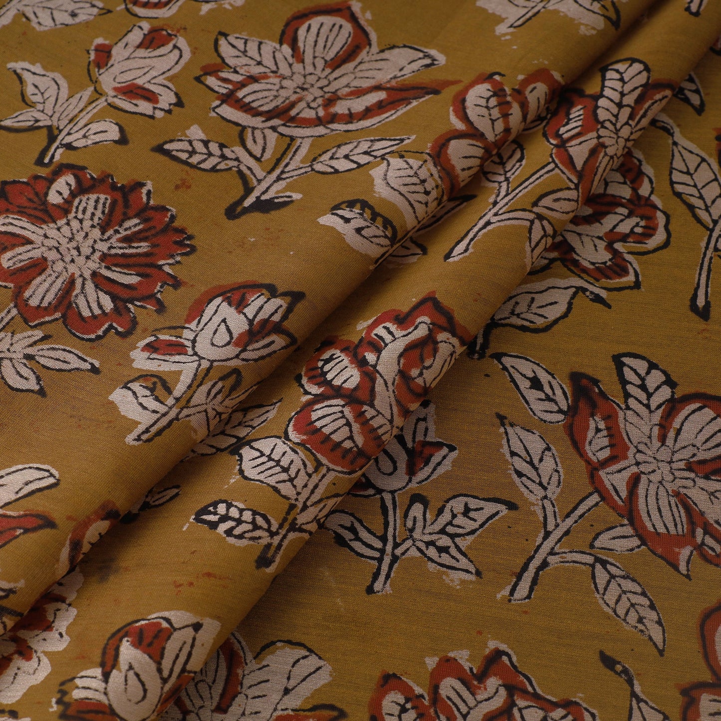 Ajrakh Dabu Bagru Block Print Handloom Chanderi Silk Fabric