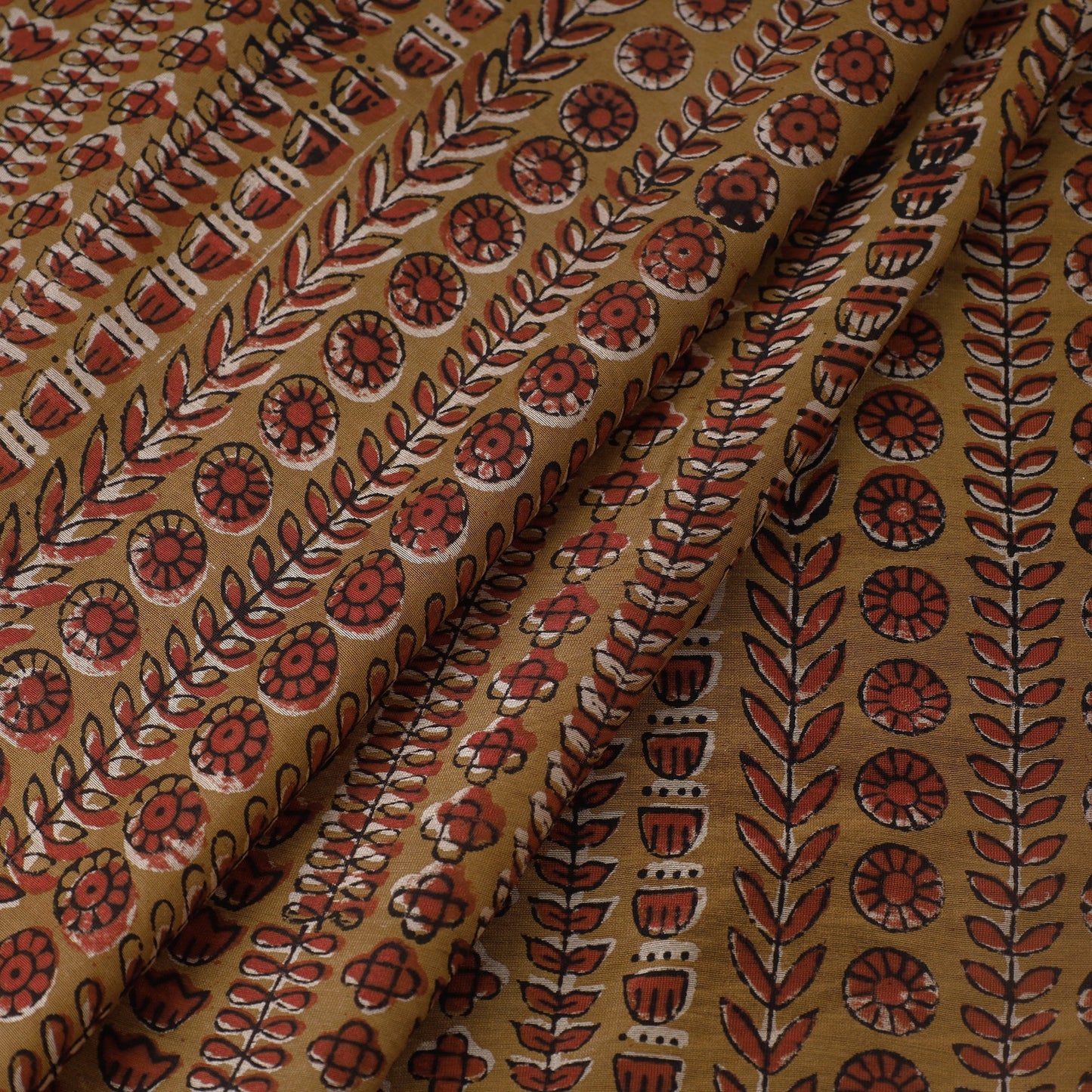 Ajrakh Dabu Bagru Block Print Handloom Chanderi Silk Fabric