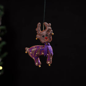 Brown - deer - hand embroidered felt christmas decor