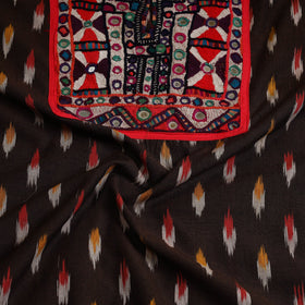 Buy Brown Desert Thread Embroidery Ikat Kurta Material